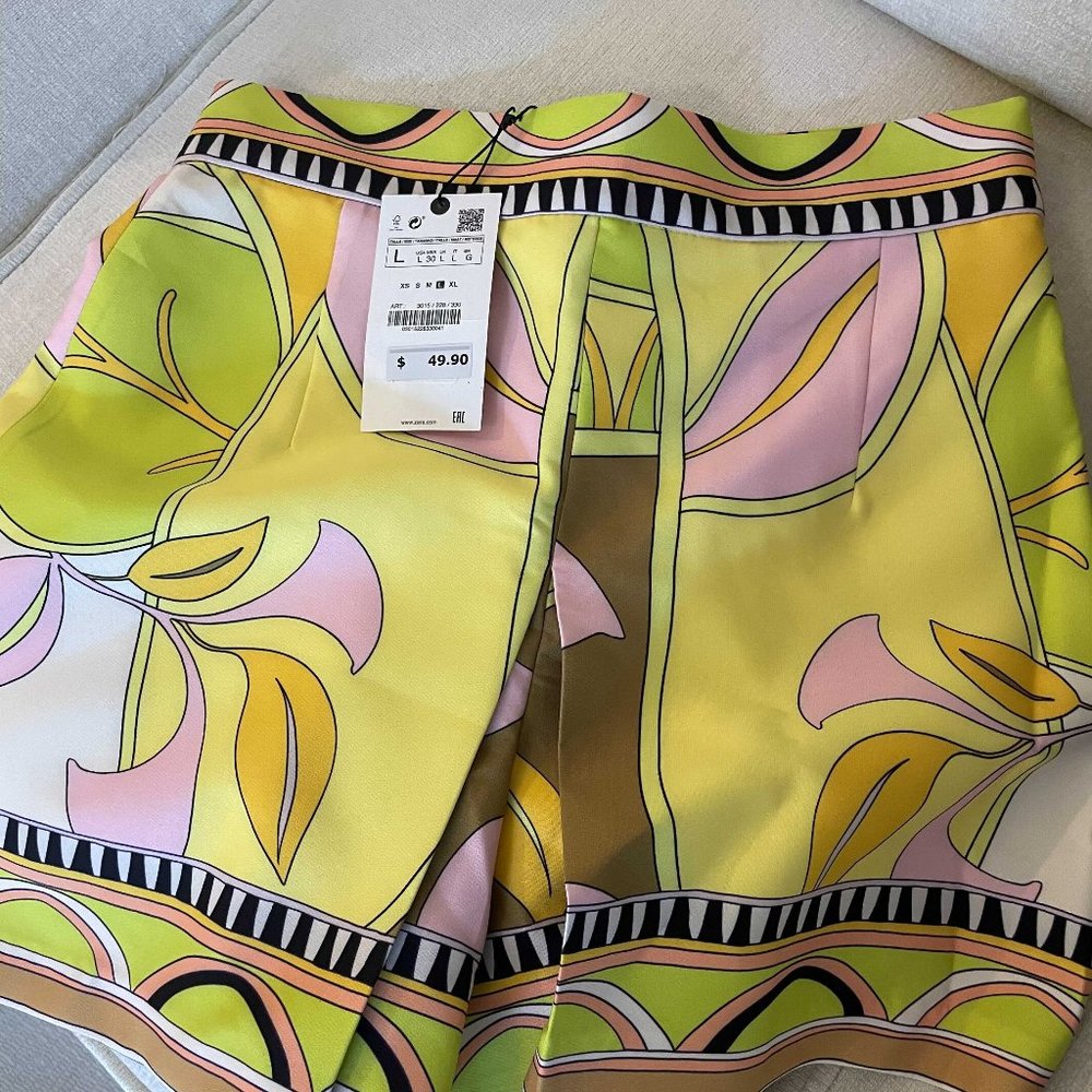Zara Pucci yellow Look-alike Skirt - Size large - NWT